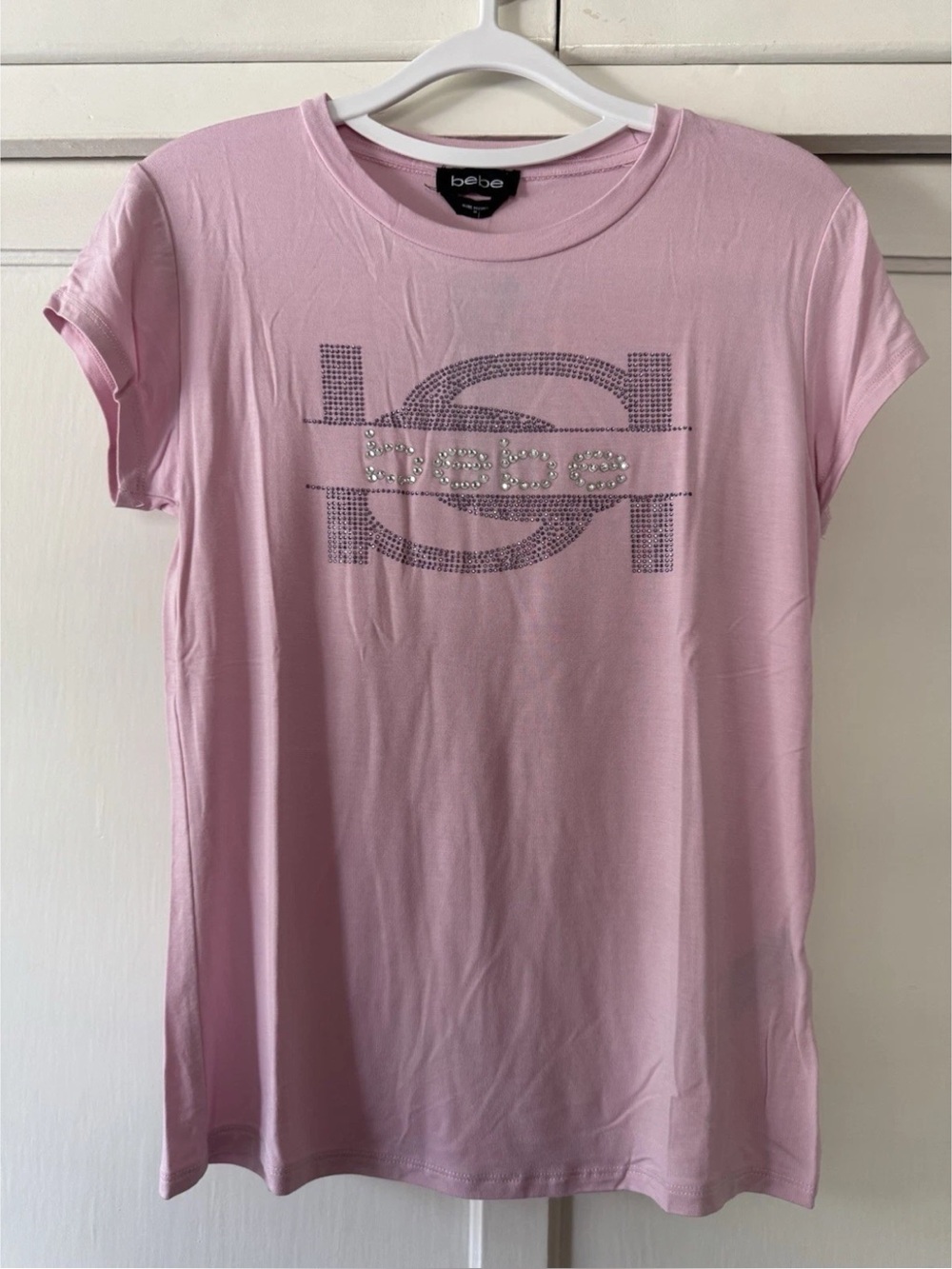 bebe Black Tee with Light Pink Layer